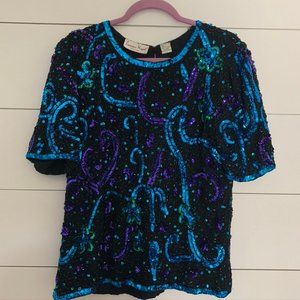 Laurence Kazar Sequin Top